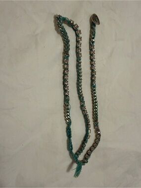 Chan Luu Crystal Silver Bracelet on a Turquoise cord